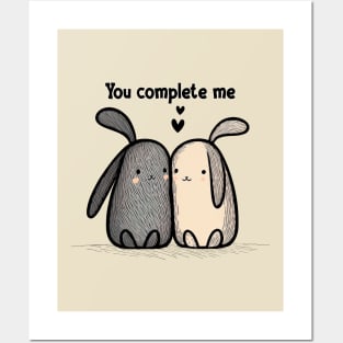 You Complete Me - Cute Bunnies in Love Posters and Art